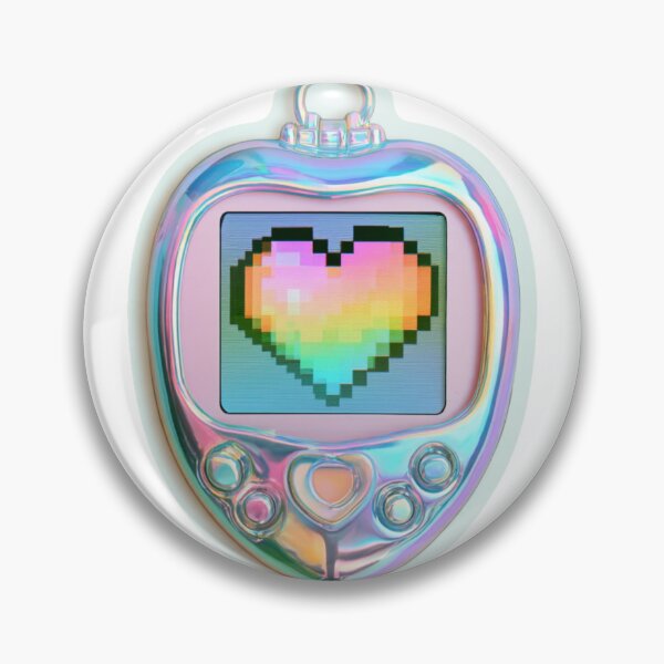 Item preview, Holographic Virtual Pet Pixel Heart 90s Y2K Toy designed and sold by NicolasGlowArt.