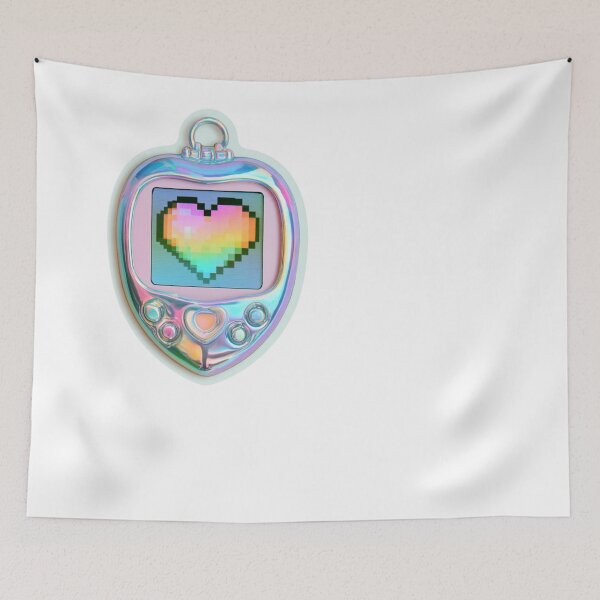 Item preview, Holographic Virtual Pet Pixel Heart 90s Y2K Toy designed and sold by NicolasGlowArt.