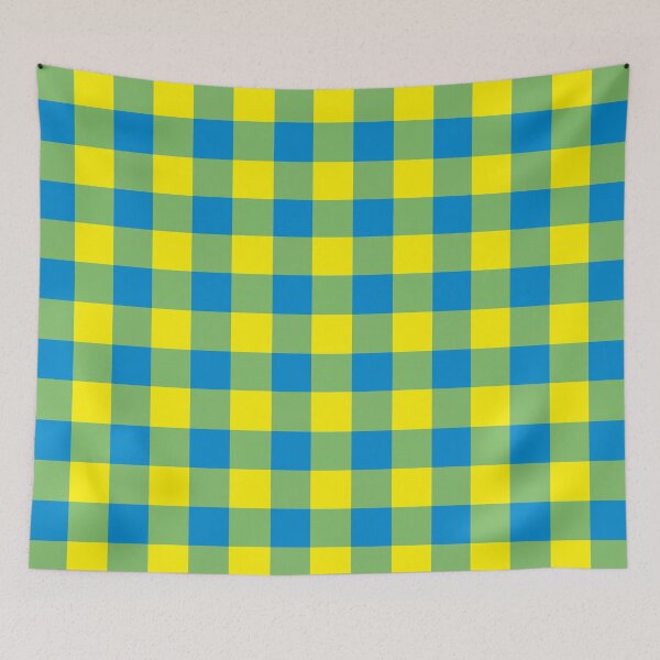 Item preview, Gingham Pattern Blue Green Yellow designed and sold by ArtbyDebbieC.