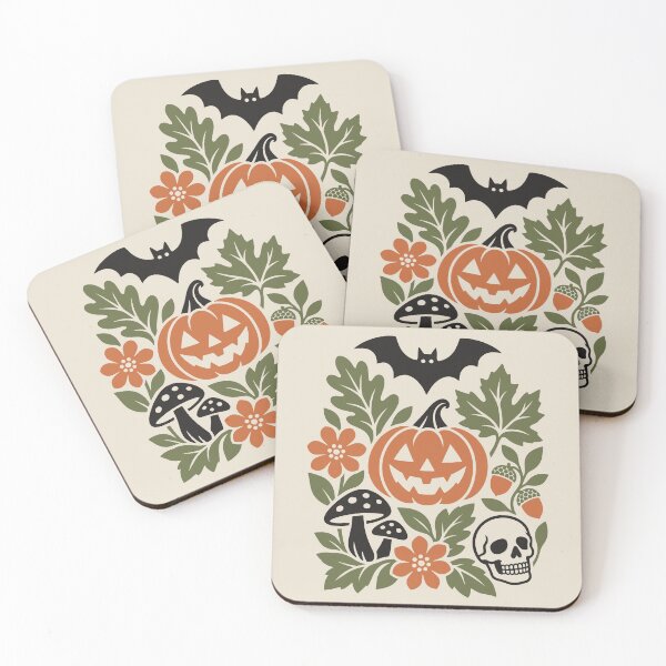 Item preview, Botanical Halloween Pumpkin Skull Folk Art designed and sold by MavtM.