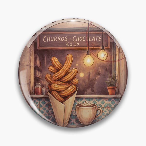 Item preview, Barcelona Churros & Chocolate — Spanish Dessert Art designed and sold by stickercuffs.