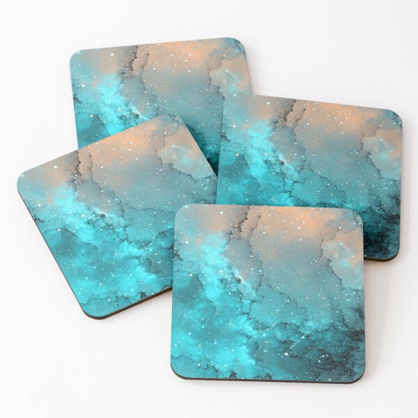 Item preview, Teal Turquoise Alcohol Ink Galaxy Nebula Abstract designed and sold by LYAN-STORE.