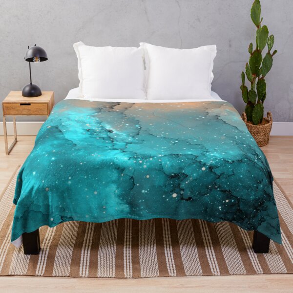 Item preview, Teal Turquoise Alcohol Ink Galaxy Nebula Abstract designed and sold by LYAN-STORE.