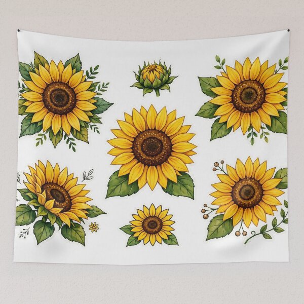Item preview, Watercolor Sunflower Clipart Set - Yellow Floral Botanical Illustrations designed and sold by Xeneros.