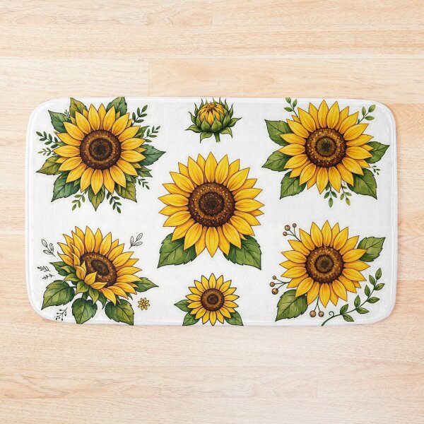 Item preview, Watercolor Sunflower Clipart Set - Yellow Floral Botanical Illustrations designed and sold by Xeneros.