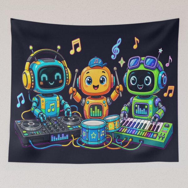 Item preview,  Happy Robot Music Band - Cute DJ, Drummer and Keyboard Trio designed and sold by FABIOLART.