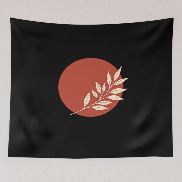 Item preview, Two Tone Earthy Abstract Sun and Leaves Line Art designed and sold by BeardWave.