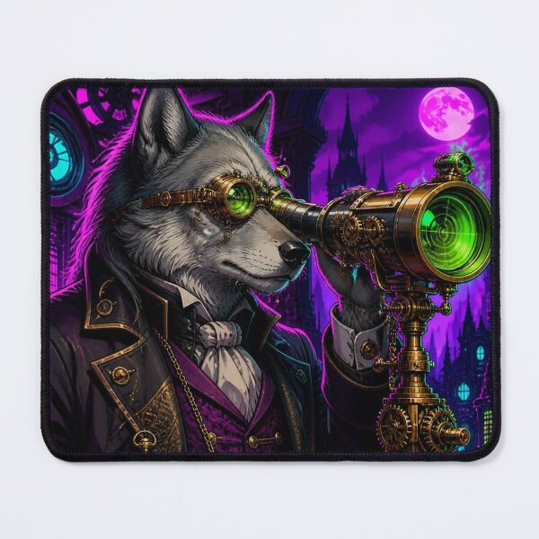 Item preview, Steampunk Wolf Astronomer Telescope designed and sold by LazyDayzCo.