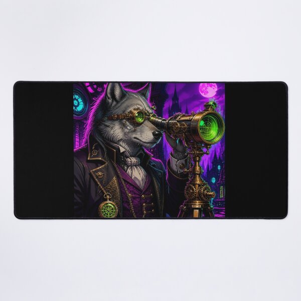 Item preview, Steampunk Wolf Astronomer Telescope designed and sold by LazyDayzCo.
