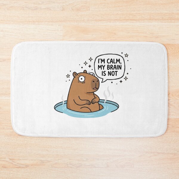 Item preview, Im Calm My Brain Is Not Cute Stressed Capybara Art designed and sold by Fine-Arts-Lab.