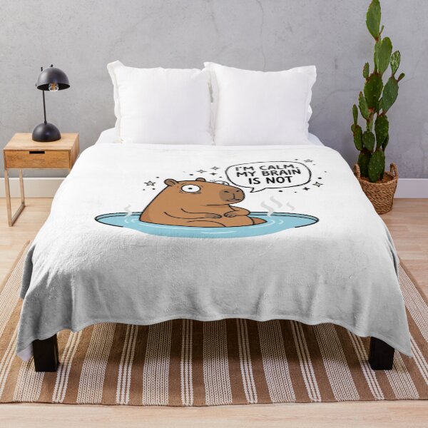 Item preview, Im Calm My Brain Is Not Cute Stressed Capybara Art designed and sold by Fine-Arts-Lab.