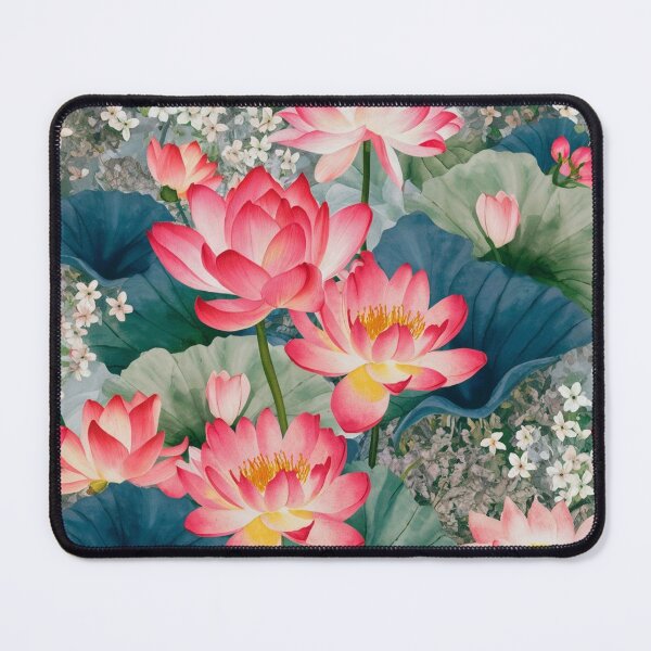 Item preview, Pink Lotus Flowers and Water Lily Botanical Pattern designed and sold by NatArtSA.