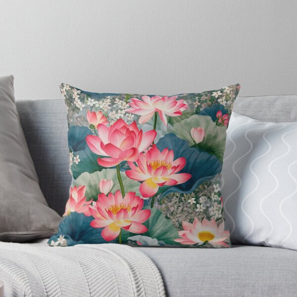 Item preview, Pink Lotus Flowers and Water Lily Botanical Pattern designed and sold by NatArtSA.
