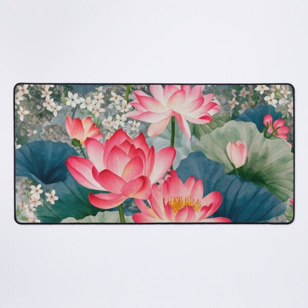 Item preview, Pink Lotus Flowers and Water Lily Botanical Pattern designed and sold by NatArtSA.
