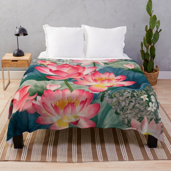 Item preview, Pink Lotus Flowers and Water Lily Botanical Pattern designed and sold by NatArtSA.