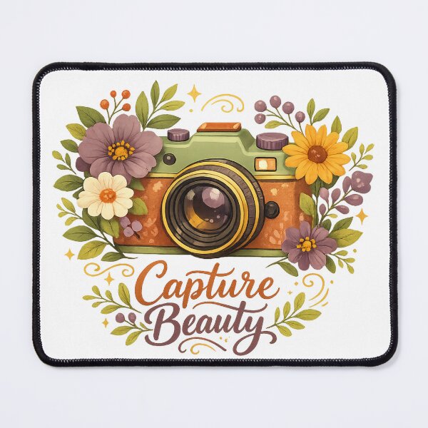 Item preview, Capture Beauty Retro Floral Camera Photography Botanical Art Design designed and sold by inkoutninja.
