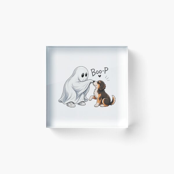 Item preview, Cute Boo-P Ghost Dog Booping Nose Whimsical Art designed and sold by OlyvieArt.