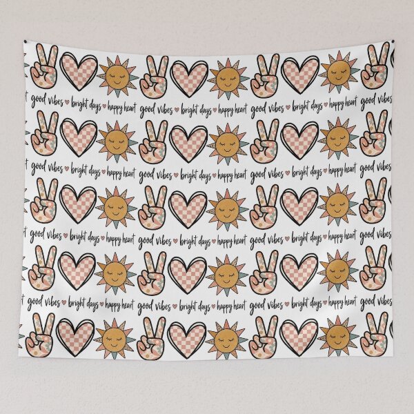 Item preview, Peace Love Sunshine Good Vibes | Retro Boho Happy Heart Art designed and sold by StyxIND.