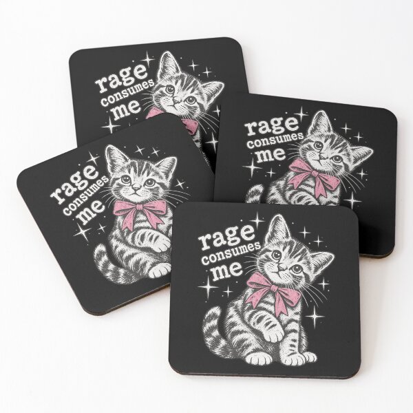 Item preview, Rage Consumes Me Cute Kitten Pink Bow Funny Cat Meme Design designed and sold by voidlab01.