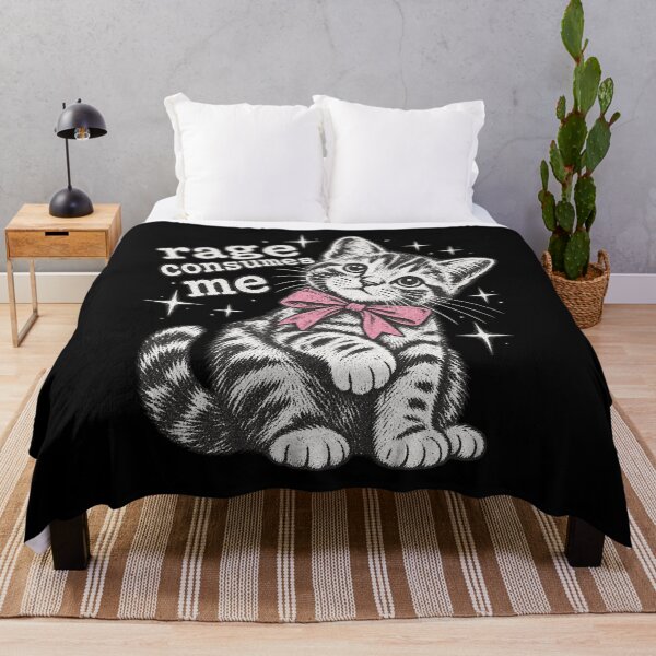 Item preview, Rage Consumes Me Cute Kitten Pink Bow Funny Cat Meme Design designed and sold by voidlab01.