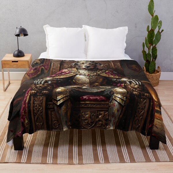 Item preview, Medieval Dog King on Throne | Regal Fantasy Warrior Dog Portrait designed and sold by cr6zym1nd.