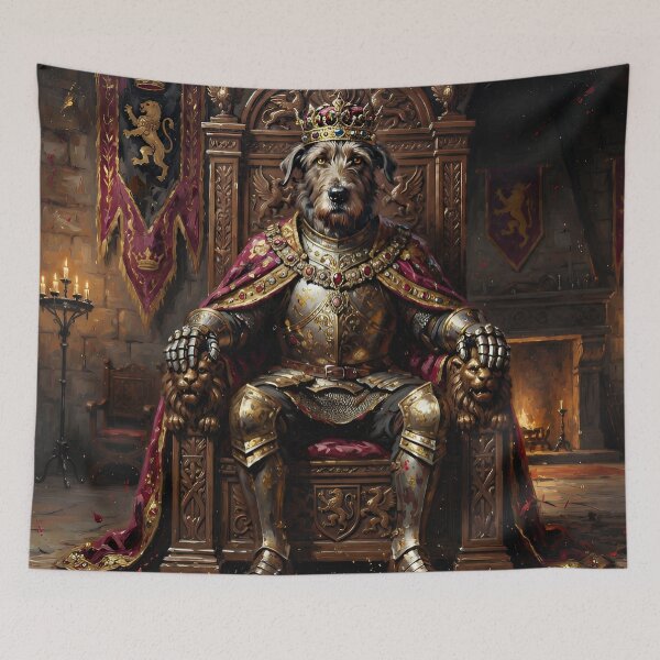 Item preview, Medieval Dog King on Throne | Regal Fantasy Warrior Dog Portrait designed and sold by cr6zym1nd.