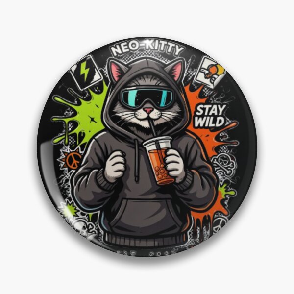 Item preview, Neo Kitty Cyberpunk Cat Boba Tea Streetwear designed and sold by PoleksGraphics.