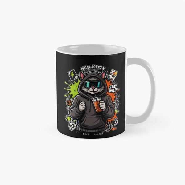 Item preview, Neo Kitty Cyberpunk Cat Boba Tea Streetwear designed and sold by PoleksGraphics.