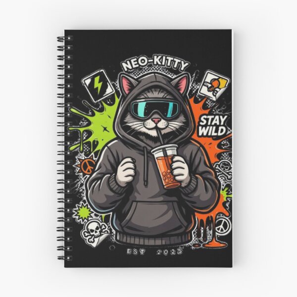 Item preview, Neo Kitty Cyberpunk Cat Boba Tea Streetwear designed and sold by PoleksGraphics.