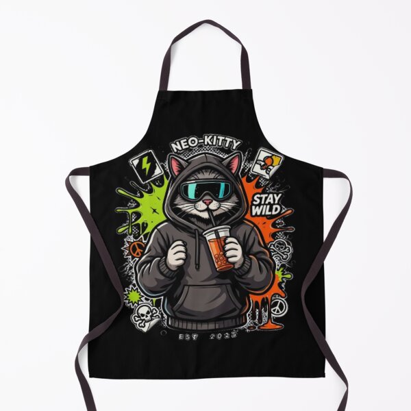 Item preview, Neo Kitty Cyberpunk Cat Boba Tea Streetwear designed and sold by PoleksGraphics.