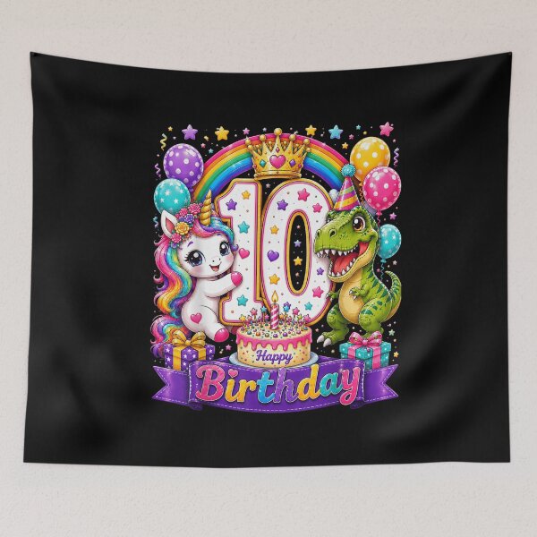 Item preview, Cute Unicorn Dinosaur 10yr 10th Birthday Ten Year Old Girls designed and sold by LeonellDavy.