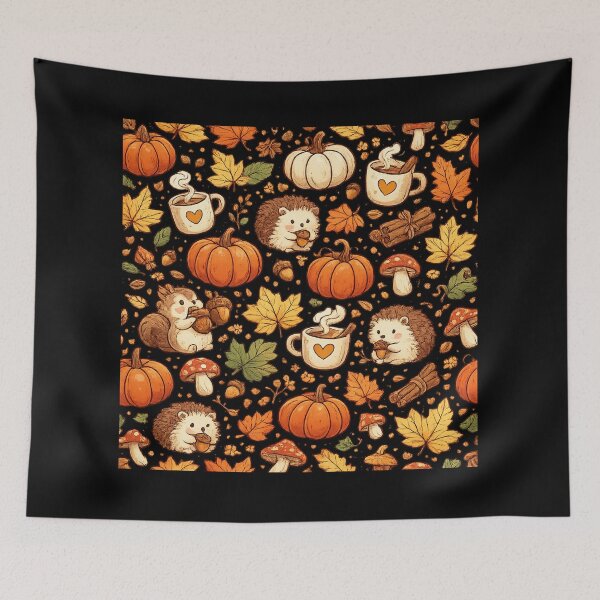 Item preview, Cozy Autumn Seamless Pattern Cottagecore Collage designed and sold by BeardWave.