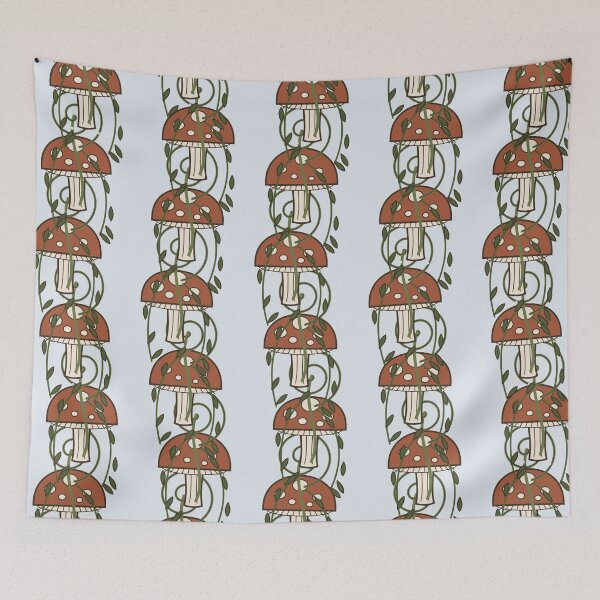 Item preview, Fiddlehead & Toadstool Weave Cottagecore Botanical Pattern designed and sold by KungPowUnicorn.