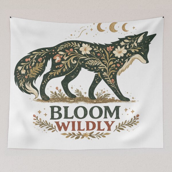 Item preview, Bloom Wildly Floral Fox Celestial Moon Woodland Botanical Art Design designed and sold by inkoutninja.