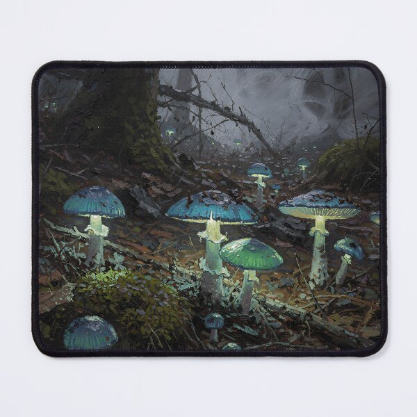 Item preview, Enchanted Blue Mushroom Forest | Dark Fantasy Woodland Fungi Art designed and sold by cr6zym1nd.