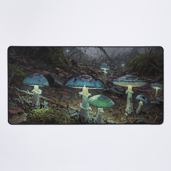 Item preview, Enchanted Blue Mushroom Forest | Dark Fantasy Woodland Fungi Art designed and sold by cr6zym1nd.