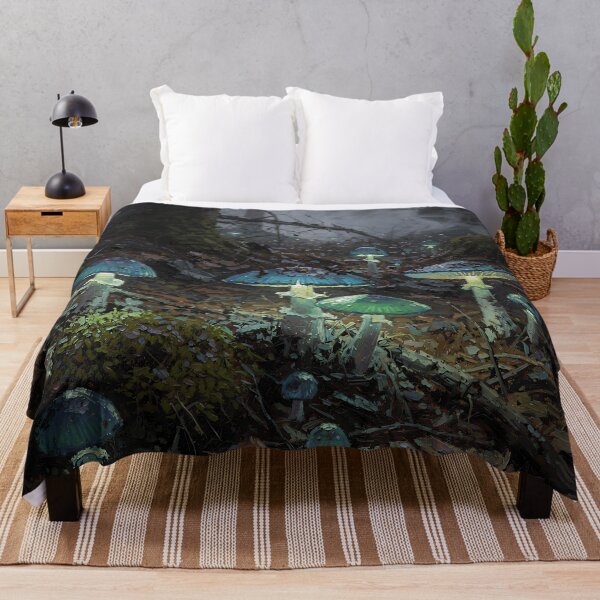 Item preview, Enchanted Blue Mushroom Forest | Dark Fantasy Woodland Fungi Art designed and sold by cr6zym1nd.