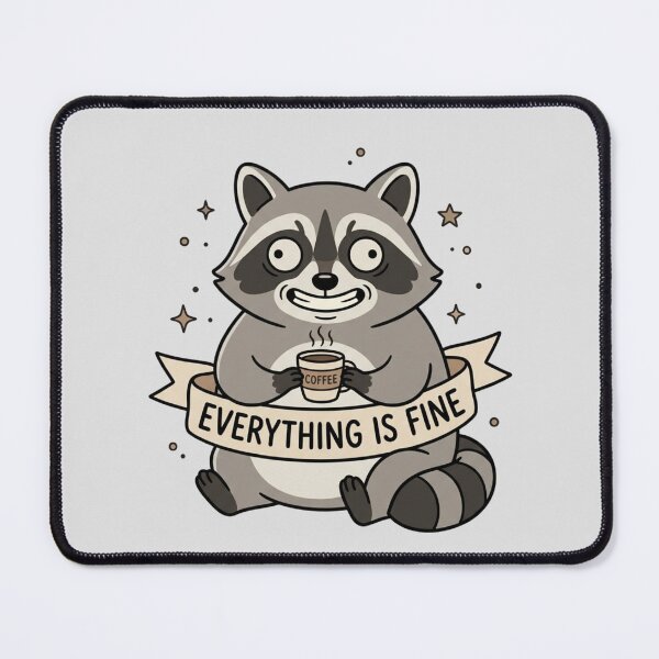 Item preview, Everything Is Fine Cute Stressed Raccoon Coffee Art designed and sold by Fine-Arts-Lab.