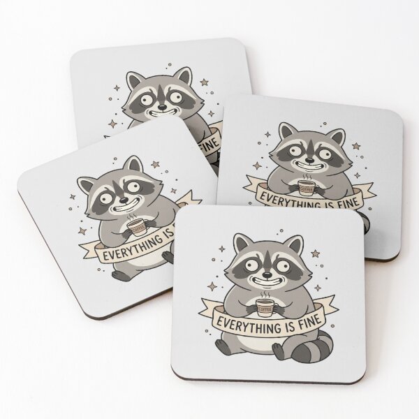 Item preview, Everything Is Fine Cute Stressed Raccoon Coffee Art designed and sold by Fine-Arts-Lab.