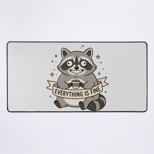 Item preview, Everything Is Fine Cute Stressed Raccoon Coffee Art designed and sold by Fine-Arts-Lab.