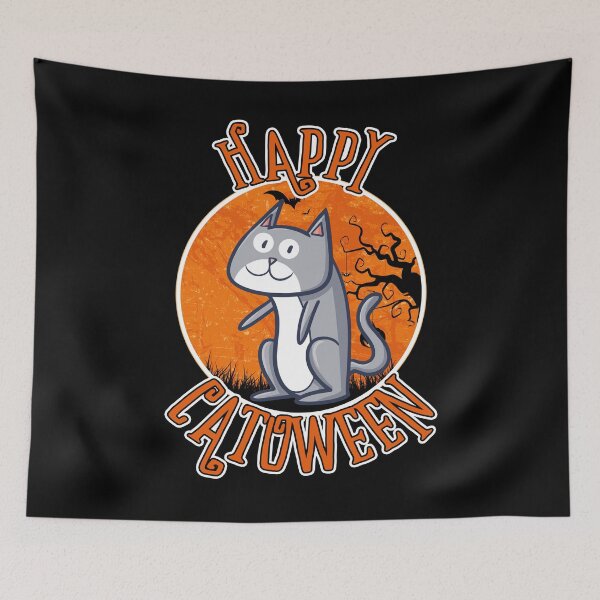 Item preview, Happy Catoween Cute Grey Cat Halloween Gift designed and sold by Say It With Ink.