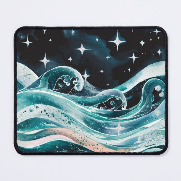 Item preview, Mystical Ocean Waves Under a Starry Night Sky designed and sold by NatArtSA.