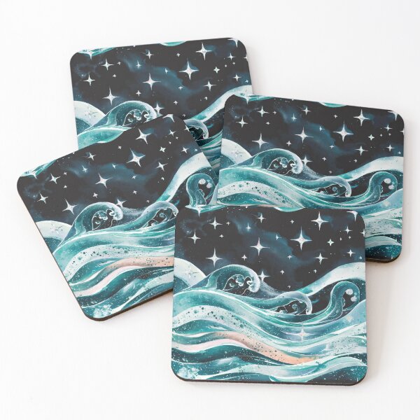 Item preview, Mystical Ocean Waves Under a Starry Night Sky designed and sold by NatArtSA.