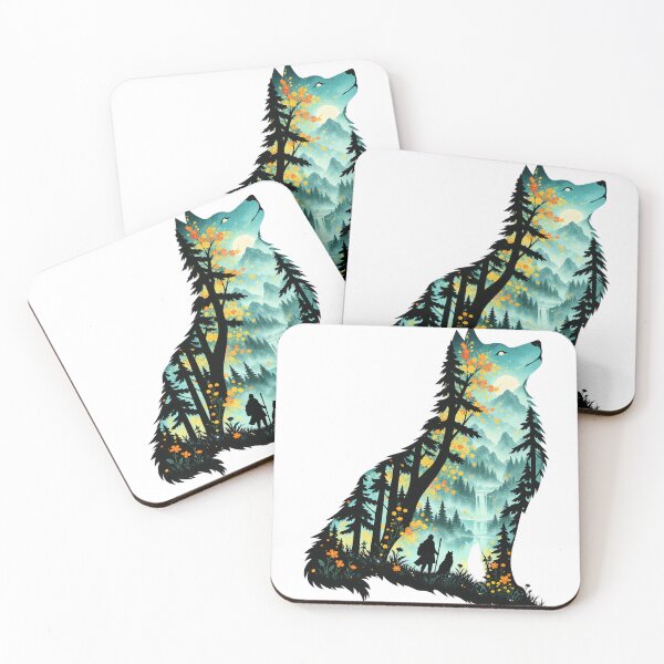 Item preview, Howling Wolf Mountain Forest Silhouette designed and sold by LongIslandDesgn.