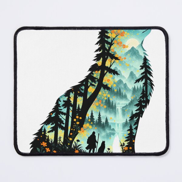 Item preview, Howling Wolf Mountain Forest Silhouette designed and sold by LongIslandDesgn.