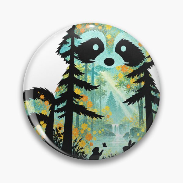 Item preview, Raccoon silhouette with sunny forest designed and sold by LongIslandDesgn.