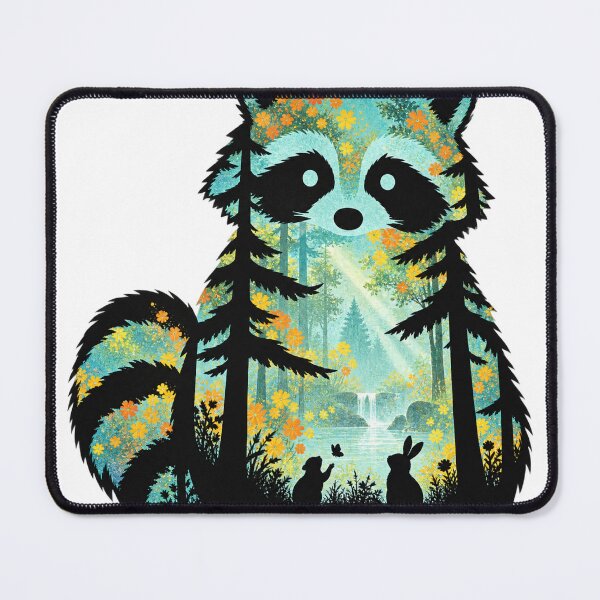 Item preview, Raccoon silhouette with sunny forest designed and sold by LongIslandDesgn.