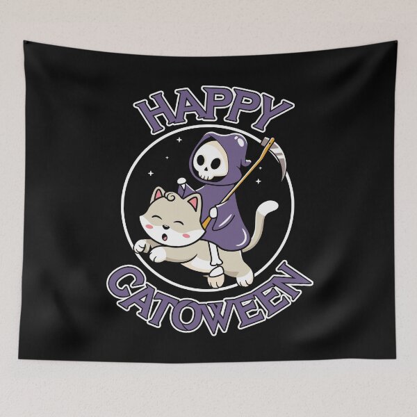 Item preview, Happy Catoween Cute Reaper Riding Cat Lover Gift designed and sold by Say It With Ink.