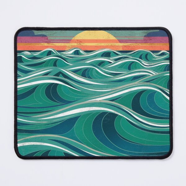 Item preview, Vintage Coastal Ocean Waves Sunset Retro Beach Art designed and sold by NatArtSA.