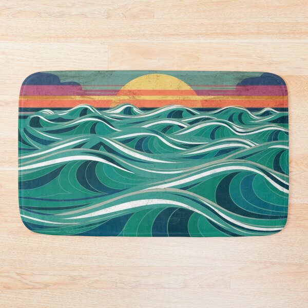 Item preview, Vintage Coastal Ocean Waves Sunset Retro Beach Art designed and sold by NatArtSA.